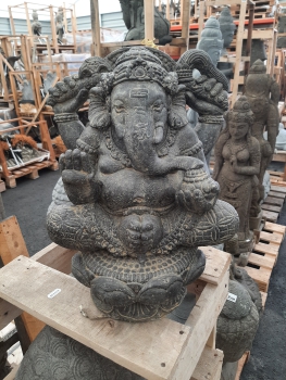 Ganesha sitzend, Steinguss, 40cm Höhe, Antikfinish