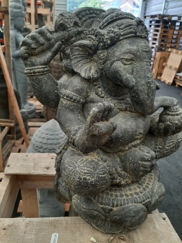 Ganesha sitzend, Steinguss, 40cm Höhe, Antikfinish