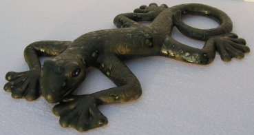 Keramik Gecko - Alligatorfarben mit grünen Effekten