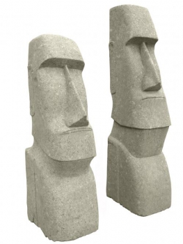 Moai Kopf, Basanit handgeschlagen, natur