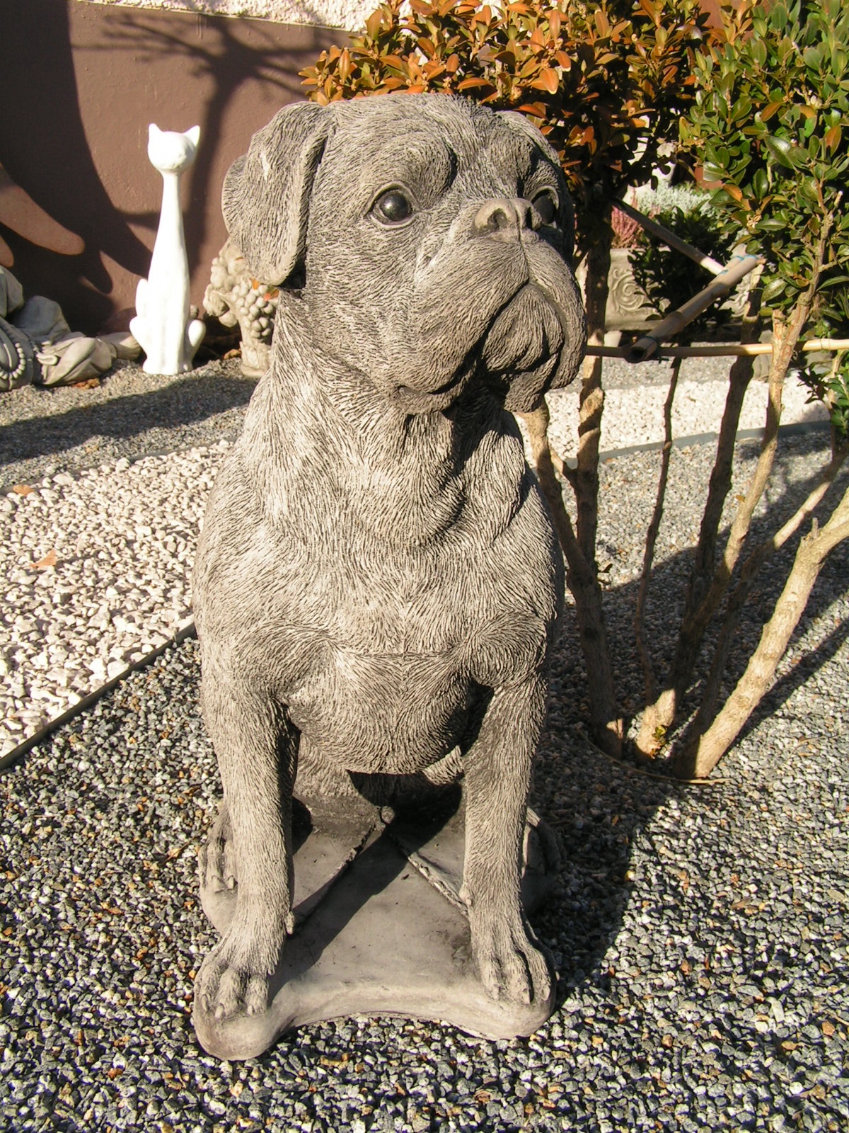 Riesige XXL Boxer Skulptur Gold 190 x H. 173 cm - Wetterbeständige Deko  Gartenskulptur - Gartendeko Tierfigur Hunde Skulptur Hund