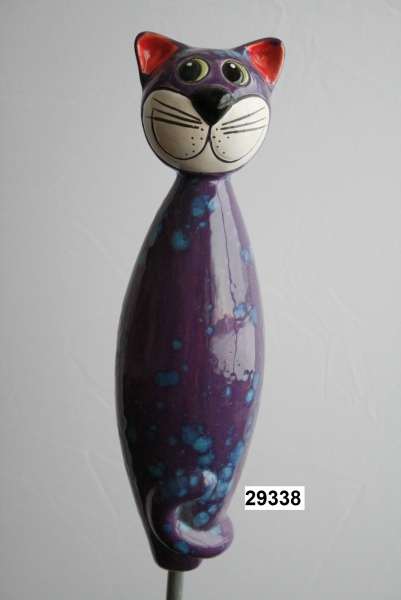 Keramikkatze Lavendel