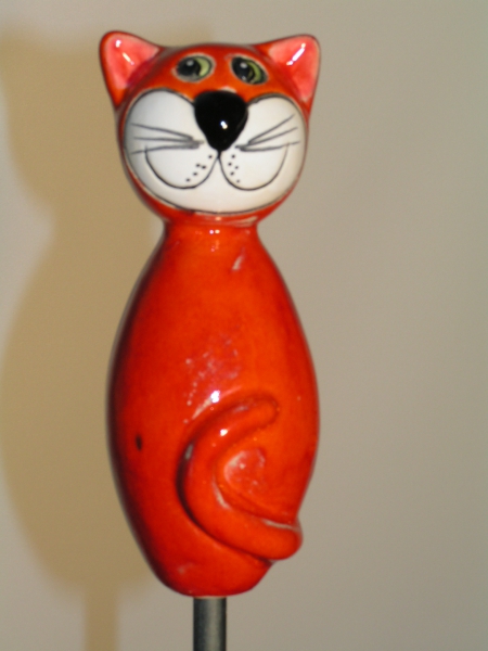 Mini - Keramikkatze leuchtendes orange