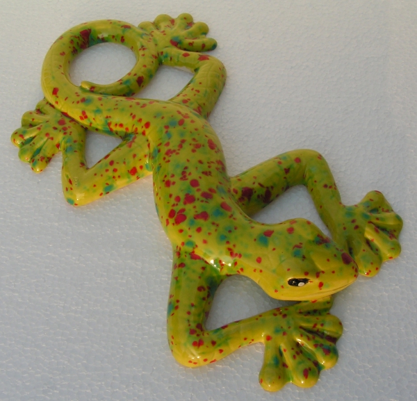 Keramik Gecko - Gelb mit bunten Effekten