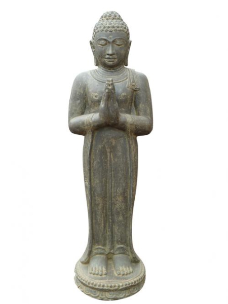 Buddha stehend, Begrüßung - 80cm Höhe, Antikfinish