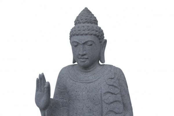Buddha sitzend, Flussstein, handgearbeitet, 75 cm hoch